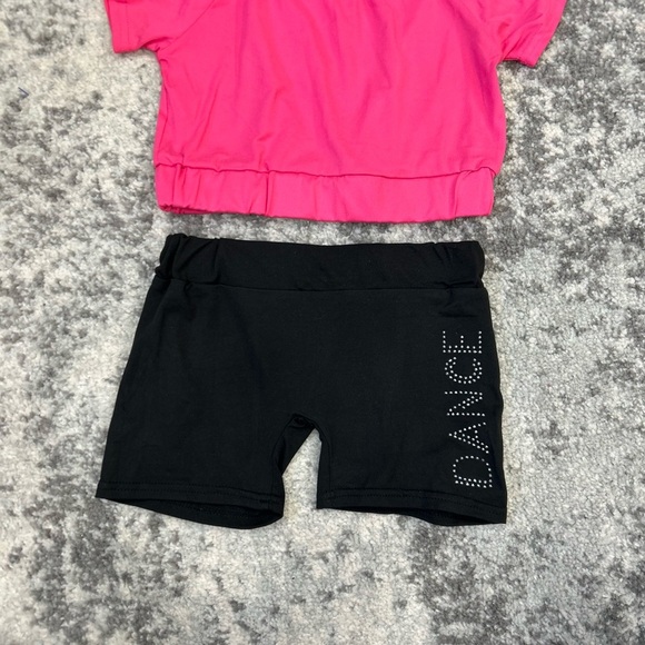 Pink Top and Black Dance Shorts Set - Picture 1 of 7